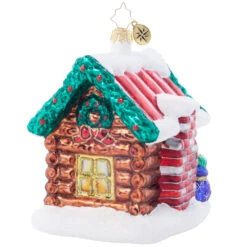 Christopher Radko Hidden Woods Hideaway Log Cabin Glass Christmas Ornament 1022049 -Christmas Decor Shop 1022049.BCK 79095.1708355038