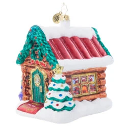Christopher Radko Hidden Woods Hideaway Log Cabin Glass Christmas Ornament 1022049 -Christmas Decor Shop 1022049.SIDE 15980.1715806348