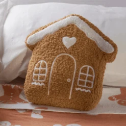 Primitives By Kathy 12" Gingerbread House Shaped Christmas Pillow 119009