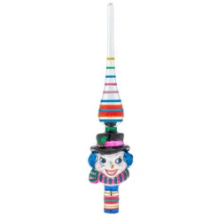Christopher Radko Shiny Brite Confetti 11.5" Glass Snowman Finial Christmas Tree Topper 4028020