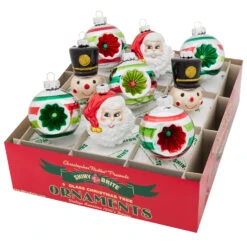Shiny Brite Holiday Splendor 2.5" Reflector Rounds & Figures Christmas Ornaments 4028216