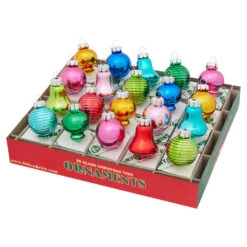 Christopher Radko Shiny Brite Christmas Confetti 20 Count 1.25" Shapes Glass Christmas Ornament Set 4028228