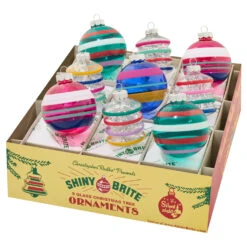 Shiny Brite Vivid Vintage 9 Count 2.5" Decorated Rounds & Lanterns Glass Christmas Ornament Set 4028281