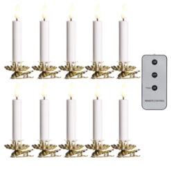 Raz 4" Set Of 10 Clip-On Lighted Christmas Tree Candles With Remote 4324036