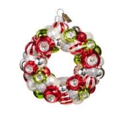 Raz Eric Cortina 4" Red, Green, And White Wreath Glass Christmas Ornament 4353164 -Christmas Decor Shop 4353164 1 04996.1685628425