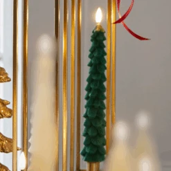 Raz 10.5" Green Tree Battery Operated Taper Candle With Lighted Flickering Wick Set Of 2 4432921