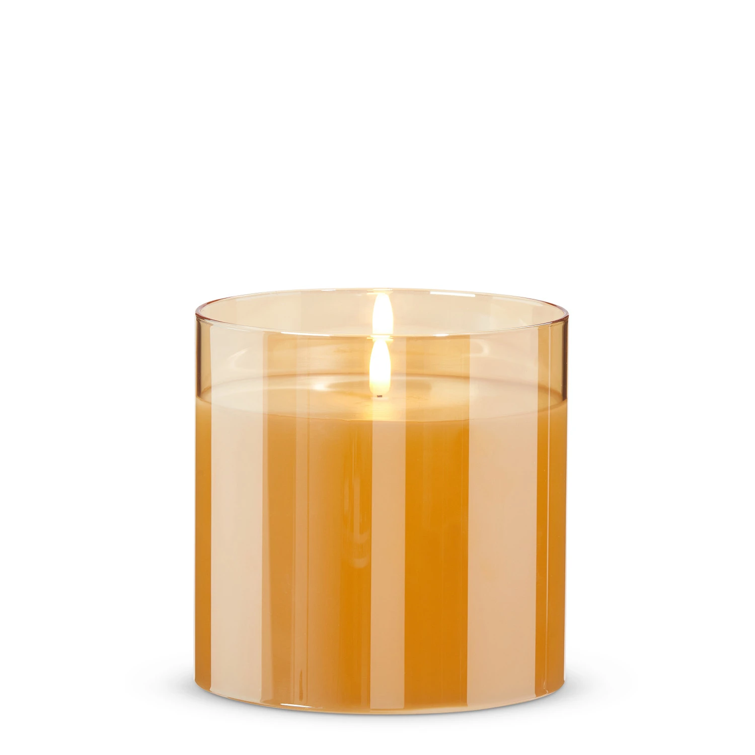 Raz 6" Pillar Battery Operated Flickering Candle In Gold Glass 3 Raz 6" Pillar Battery Operated Flickering Candle In Gold Glass - Image 3