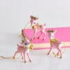 Raz 3" Pink Retro Deer Christmas Ornament Set Of 3 4457653