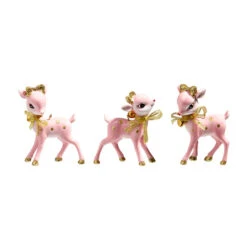 Raz 3" Pink Retro Deer Christmas Ornament Set Of 3 4457653 -Christmas Decor Shop 4457653 79953.1717420933