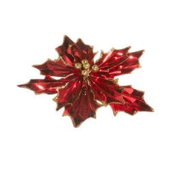 Raz 8" Red Foil Poinsettia Clip-On Christmas Ornament 4502414 -Christmas Decor Shop 4502414 14894.1741802828