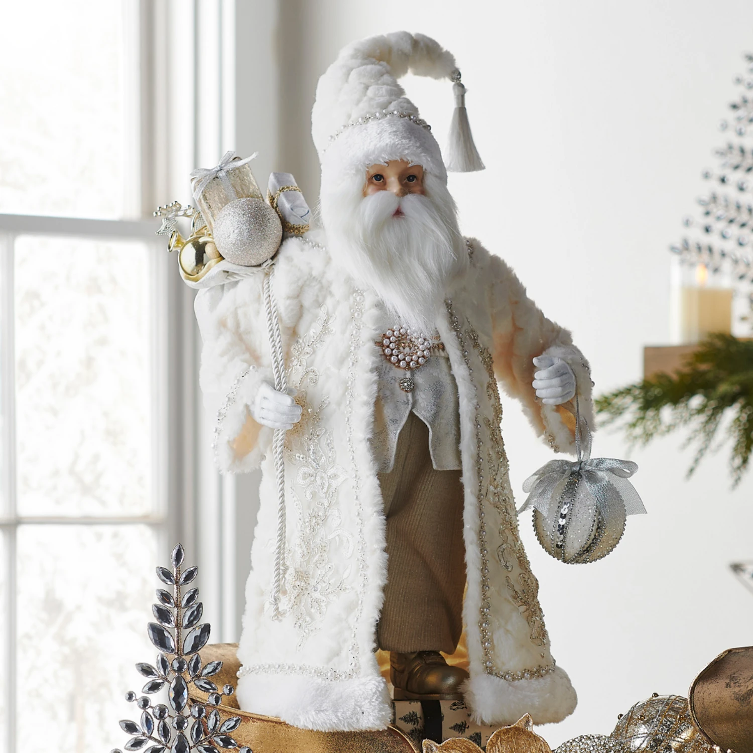 Raz 22" Father Christmas With White Fur Coat Christmas Figure 4510479 1 Raz 22" Father Christmas With White Fur Coat Christmas Figure 4510479