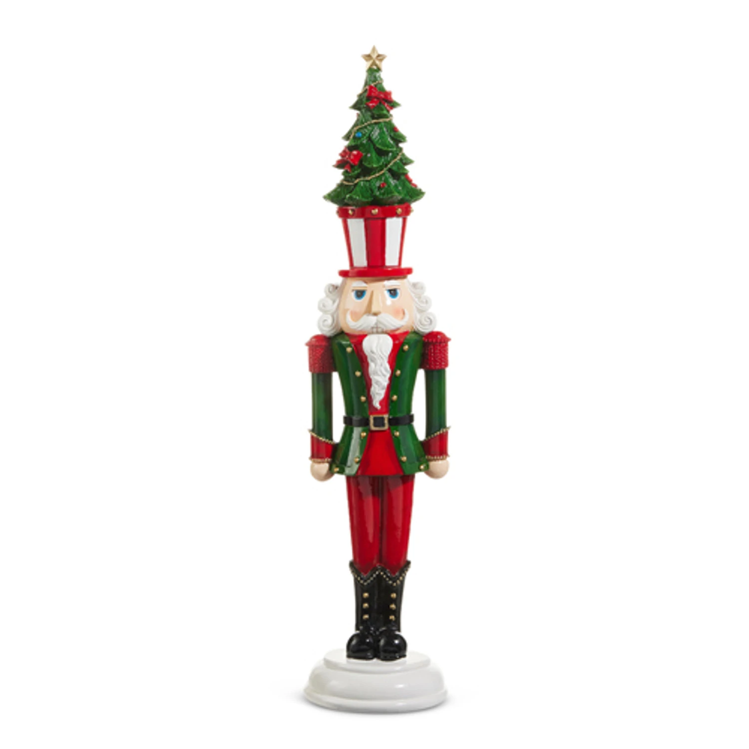 Raz 23.5" Nutcracker With Christmas Tree Hat Figure 4512168 2 Raz 23.5" Nutcracker With Christmas Tree Hat Figure 4512168 - Image 2