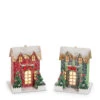Raz 4" Lighted Striped Paper House Christmas Ornament Set Of 2 4512531