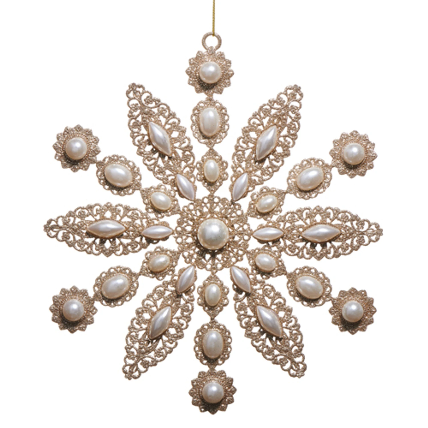 Raz 9" Glitter And Pearl Star Christmas Tree Ornament 4516296 1 Raz 9" Glitter And Pearl Star Christmas Tree Ornament 4516296