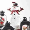Raz 12" Lighted Snowman With Silver Swirling Glitter Christmas Water Globe 4519206