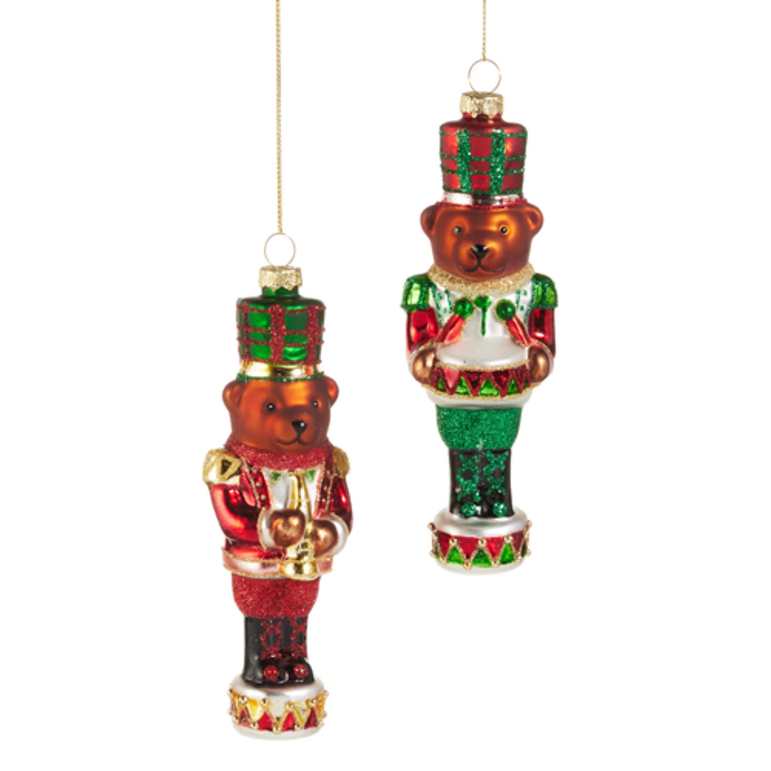 Raz 5.75" Set Of 2 Teddy Nutcracker Glass Christmas Ornament 4522927 1 Raz 5.75" Set Of 2 Teddy Nutcracker Glass Christmas Ornament 4522927