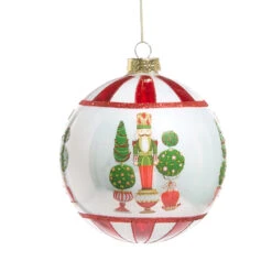 Raz 5" Merry Topiary And Nutcracker Ball Glass Christmas Ornament 4524613 -Christmas Decor Shop 4524613 10774.1748538601
