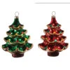 Raz 4.5" Green And Red Vintage Tree Glass Christmas Ornament Set Of 2 4524845