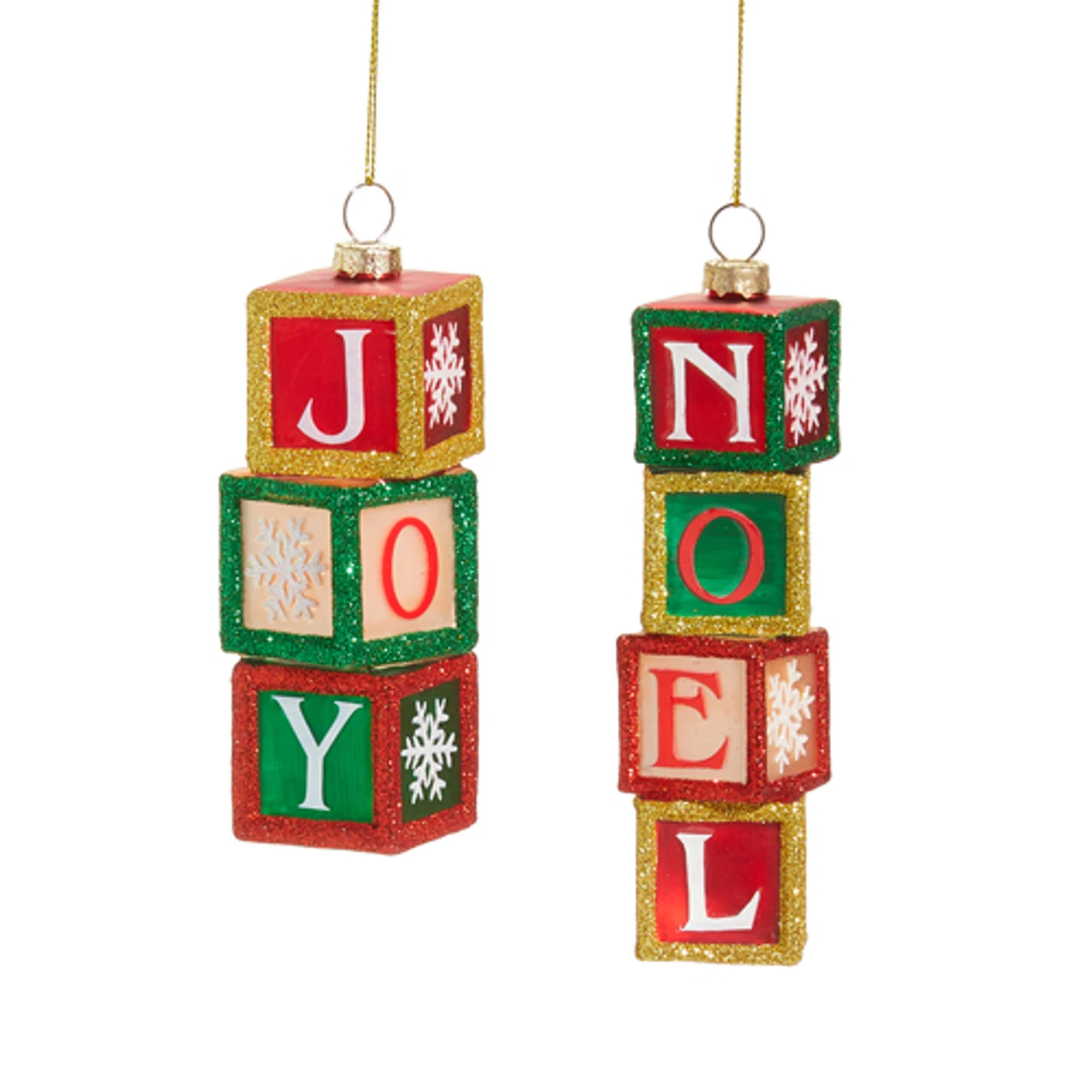 Raz 5" Set Of 2 Stacked Block Christmas Ornament 4524859 1 Raz 5" Set Of 2 Stacked Block Christmas Ornament 4524859