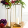 Raz 24" Gold Lantern Candle Holder Christmas Lantern Set Of 2 4528055