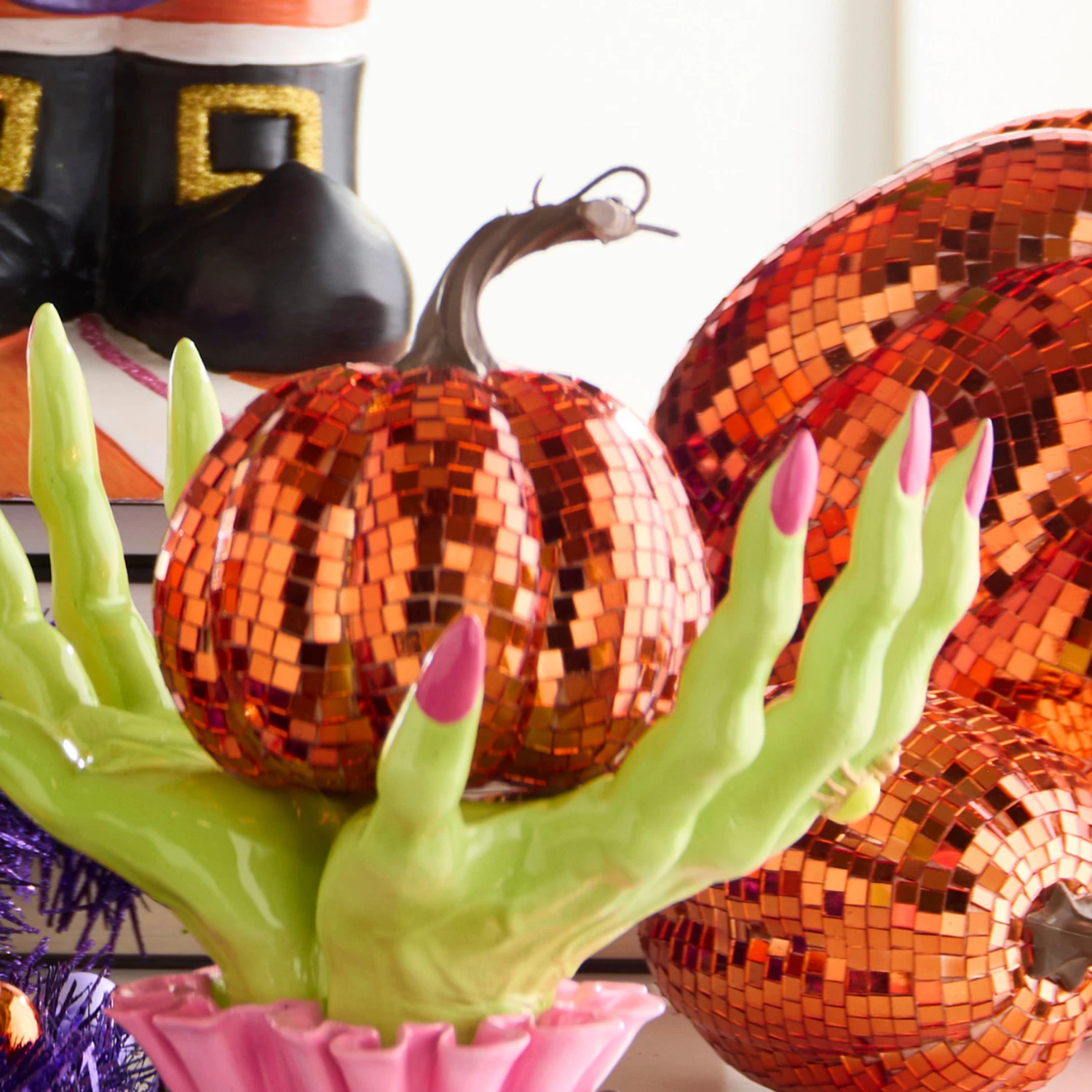 Raz Orange Disco Pumpkins Set Of 2 4550522 2 Raz Orange Disco Pumpkins Set Of 2 4550522 - Image 2