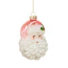 Raz 4" Pink Santa Head Glass Christmas Ornament 4552889