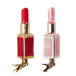 Raz 4.75" Set Of 2 Pink And Red Lipstick Clip On Glass Christmas Ornament 4552955 -Christmas Decor Shop 4552955 79216.1750789299