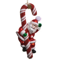 Raz Eric Cortina 6.75" Candy Cane Santa Glass Christmas Ornament 4553105 -Christmas Decor Shop 4553105 07076.1750795510