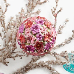Raz Eric Cortina 4" Colorful Blossom Ball Glass Christmas Ornament 4553173