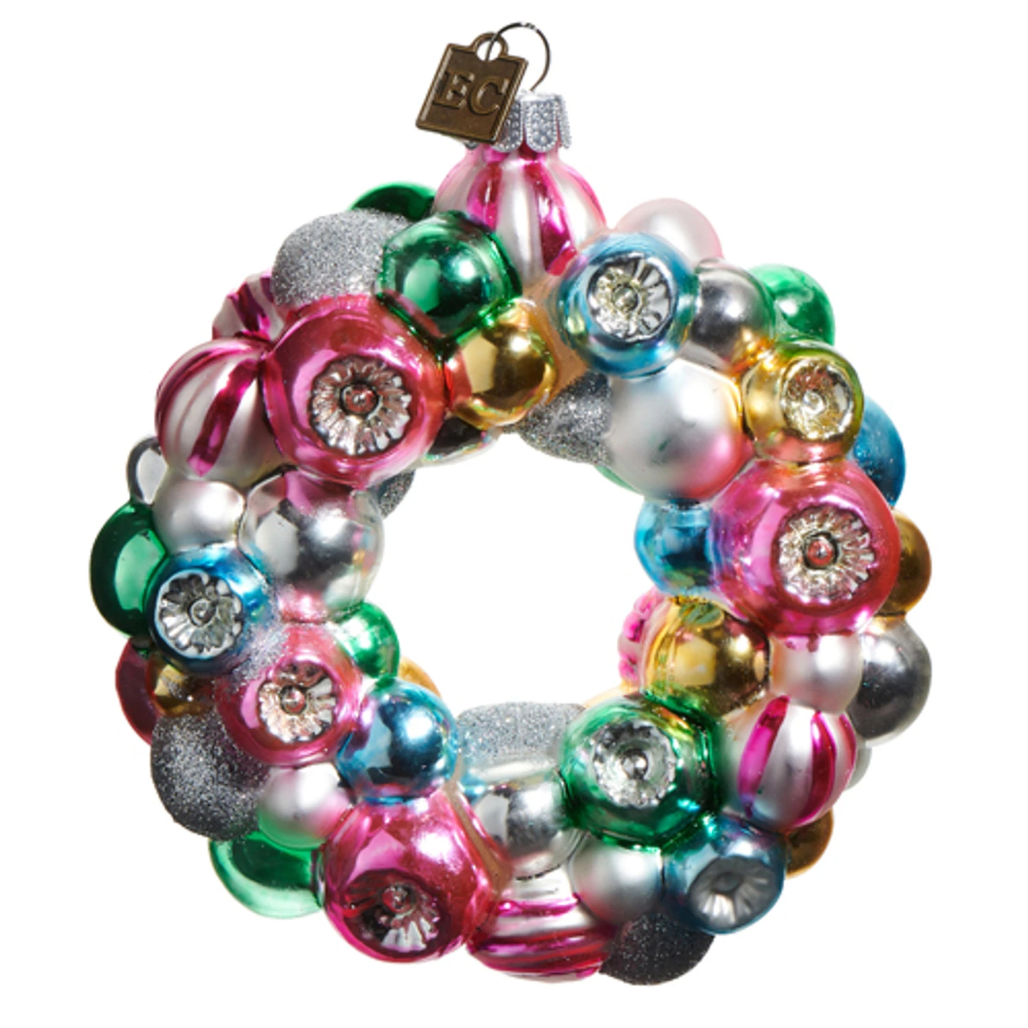 Raz Eric Cortina 4.5" Multicolor Wreath Glass Christmas Ornament 4553180 1 Raz Eric Cortina 4.5" Multicolor Wreath Glass Christmas Ornament 4553180