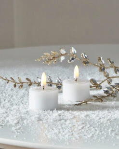 Raz 1.75" White Battery Operated Tealight Candles With Melted Tops And Realistic Flame 4559440