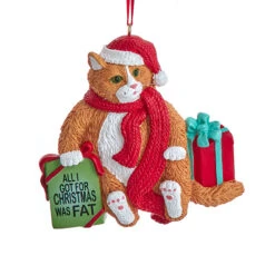 Kurt Adler 3.5" Fat Cat Christmas Ornament A2220 -Christmas Decor Shop A2220b 66868.1677084176