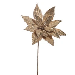 Raz 20" Soft Champagne Poinsettia Stem Christmas Tree Accessory F4506731