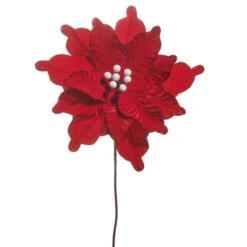 Raz 22" Red Velvet Poinsettia Stem Christmas Tree Accessory F4531000 -Christmas Decor Shop F4531000 55915.1751393046