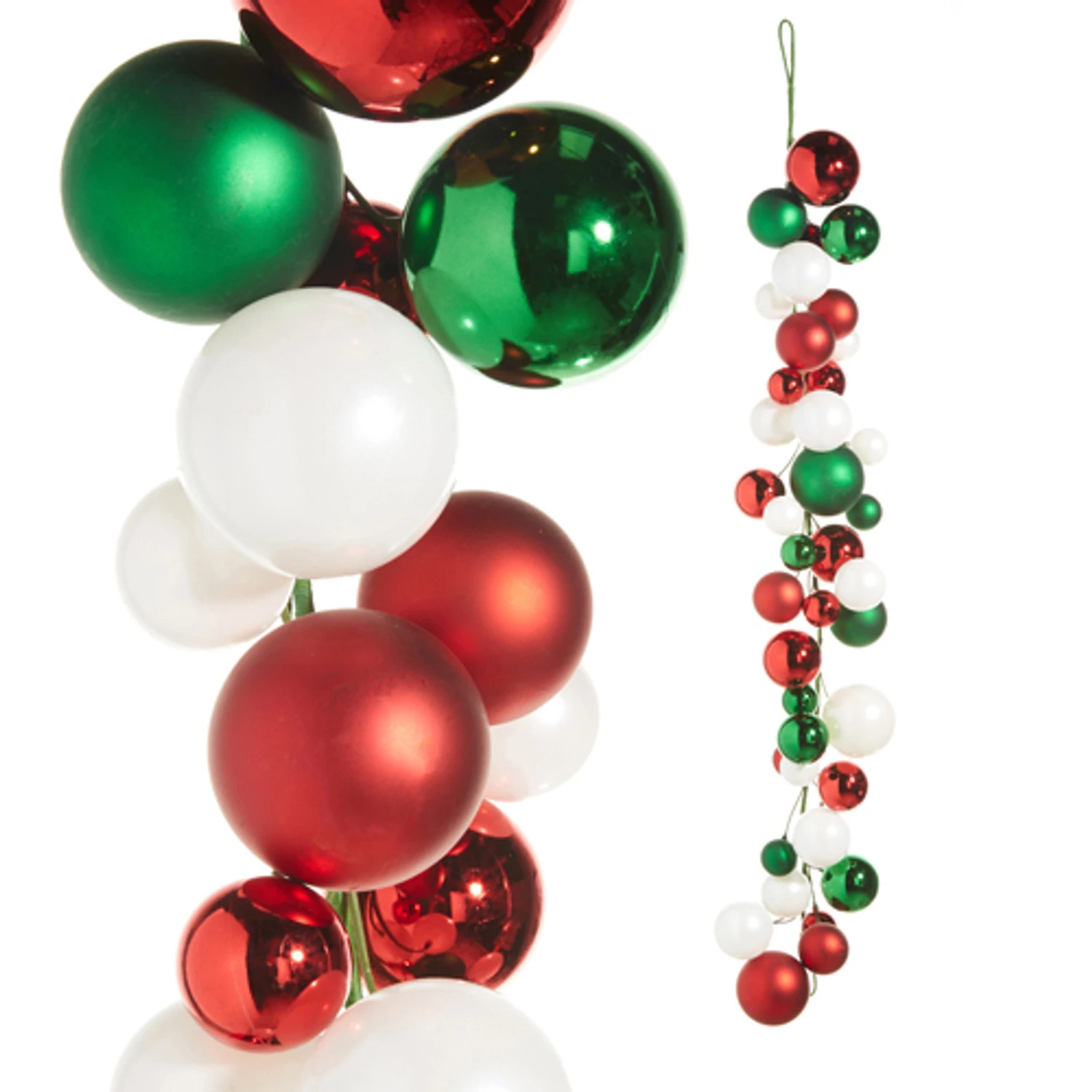 Raz 4' Red, Green, And White Ball Garland G4332703 1 Raz 4' Red, Green, And White Ball Garland G4332703
