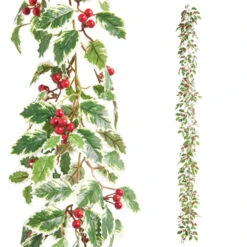 Raz 6' Variegated Holly Christmas Garland G4402449