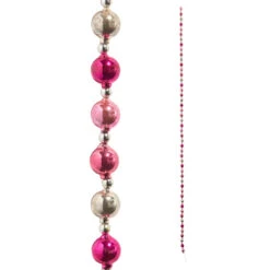 Raz 6' Vintage Pink And Silver Ball Ornament Christmas Tree Garland G4419031