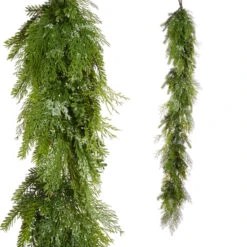 Raz 6' Iced Mixed Greenery Christmas Garland G4542044