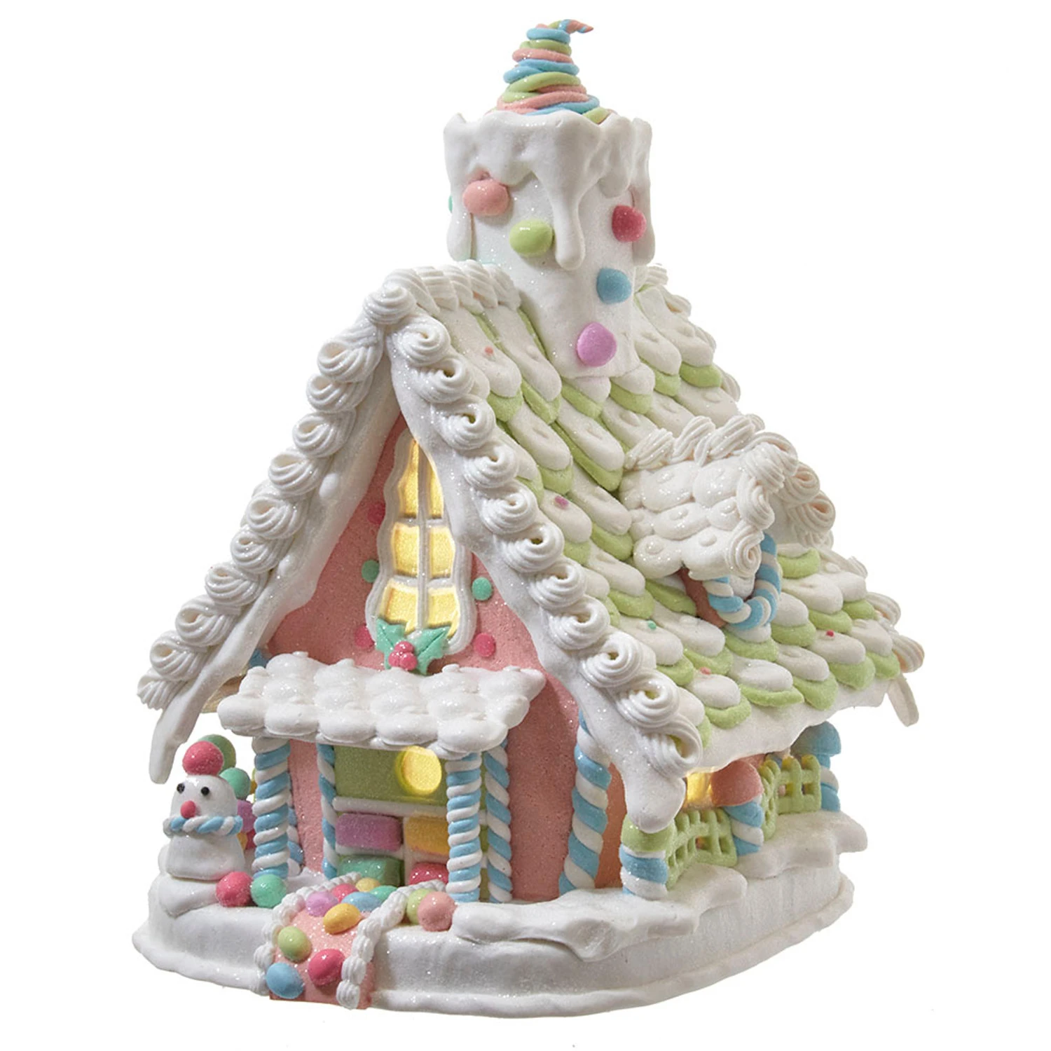 12.5" Battery-Operated LED Lighted Pastel Gingerbread Christmas House JEL1104 1 12.5" Battery-Operated LED Lighted Pastel Gingerbread Christmas House JEL1104