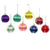 Cody Foster 3" Set Of 8 Striped Bright Color Satin Vintage Inspired Christmas Ornaments MO-5507-L