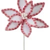 Regency 22" Candy With Snow And Glitter Poinsettia Stem Christmas Pick MTX73365