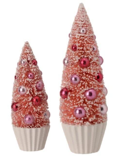 Regency Set Of 2 So Sweet Pink Bottle Brush Christmas Trees MTX74705