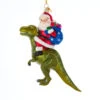 5.25" Noble Gems Santa On Dinosaur Glass Christmas Ornament NBX0064