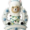 Baby Llama In Blue Wreath Personalized Christmas Ornament OR1903-B