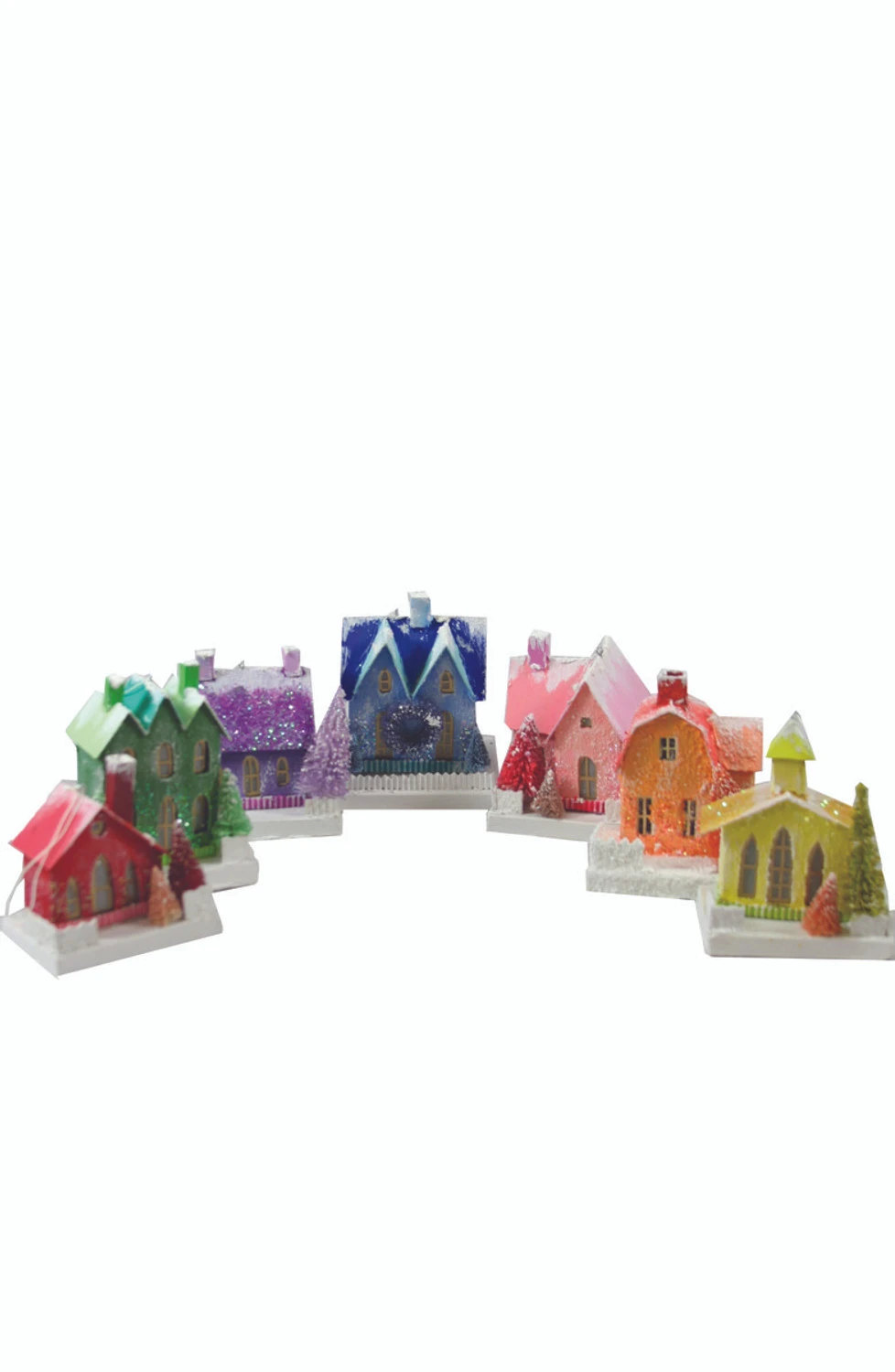 Cody Foster Set Of 7 Spectrum Vintage Putz Christmas House Ornament PO-1077-S 1 Cody Foster Set Of 7 Spectrum Vintage Putz Christmas House Ornament PO-1077-S