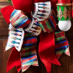 Raz 4" Nutcracker Plaid Wired Christmas Ribbon R4527805