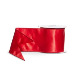 Raz 4" Red Satin Wired Christmas Ribbon R4571846