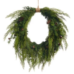 Raz 27" Oval Cedar And Mini Pinecone Real Feel Christmas Wreath W4511582