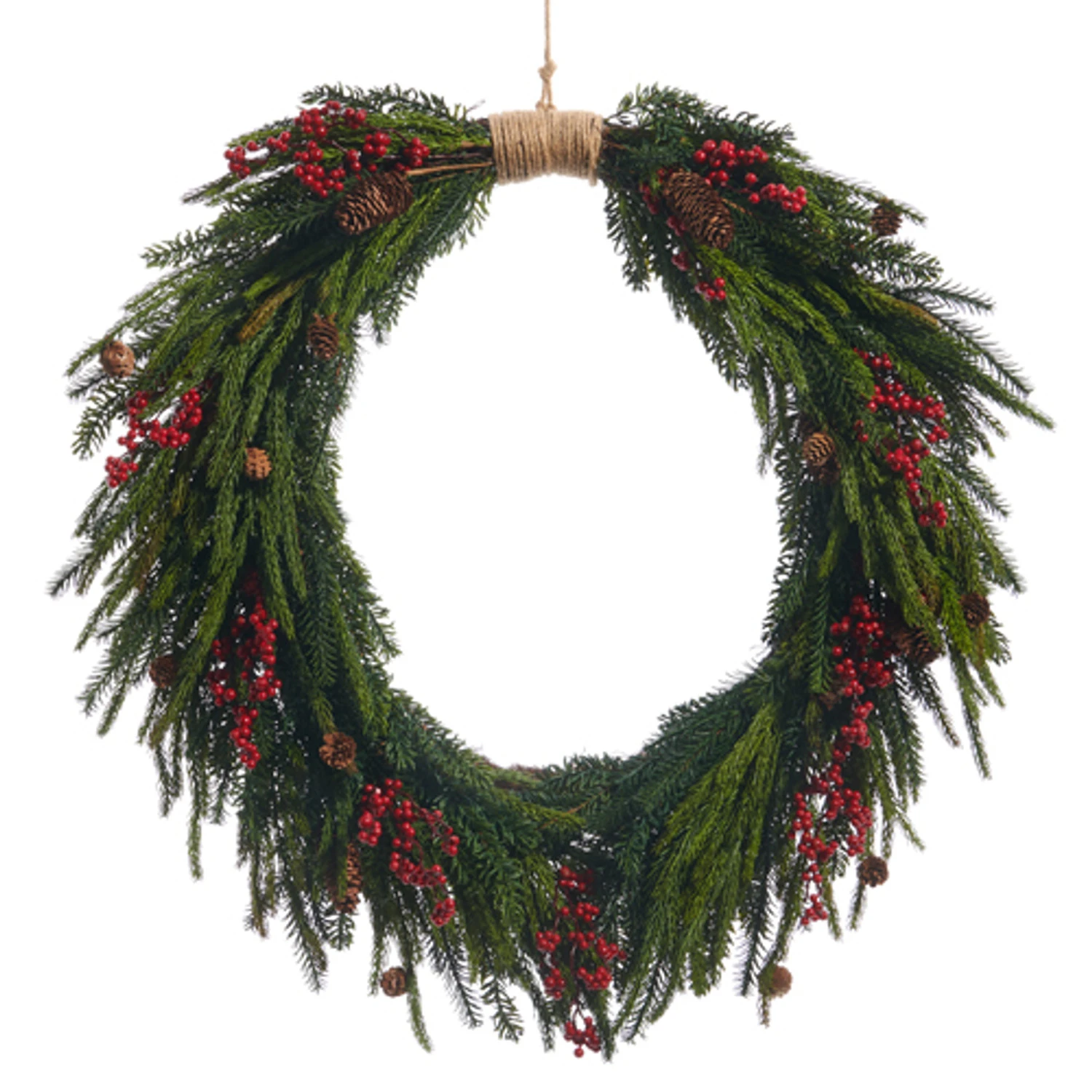 Raz 33" Real Feel Berry, Pinecone, And Pine Oval Christmas Wreath W4511584 1 Raz 33" Real Feel Berry, Pinecone, And Pine Oval Christmas Wreath W4511584