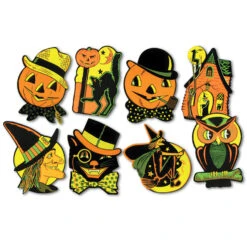 Beistle 8.5"-9.25" Set Of 8 Vintage Halloween Cutouts 01009